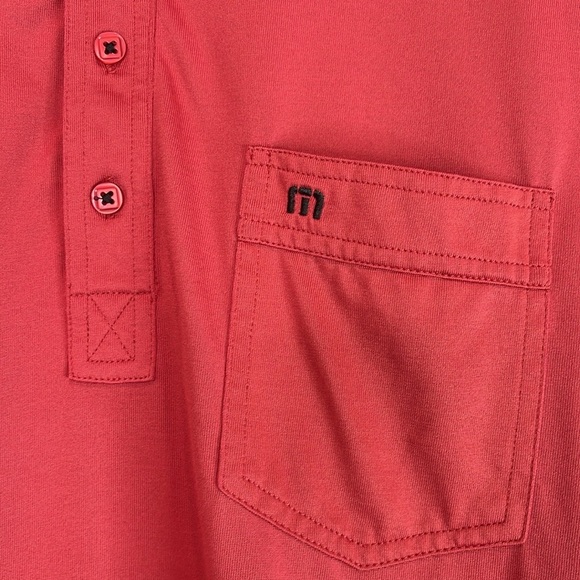 Travis Matthew Men's Golf Featherweight Pocket Polo T-Shirt Salmon Red Classic M - Picture 5 of 13